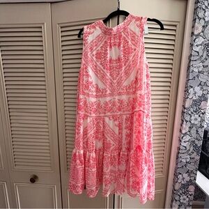 Calvin Klein Pink and White Sleeveless Dress